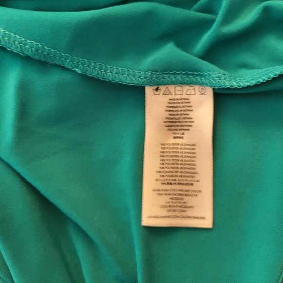 Michael kors gold gathered front aqua sleeveless dress size L - Picture 6 of 8